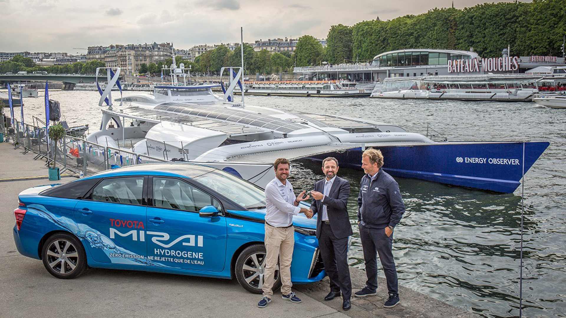 Como precursores del uso de hidrógeno para su modelo Mirai, Toyota contribuyó con el desarrollo del Energy Observer desde el primer proyecto