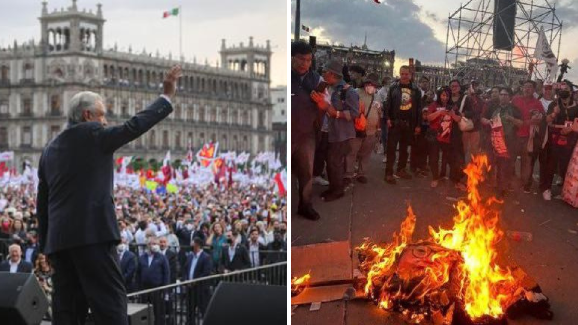 Andrés Manuel López Obrador condenó la quema de la figura de la ministra (Especial)
