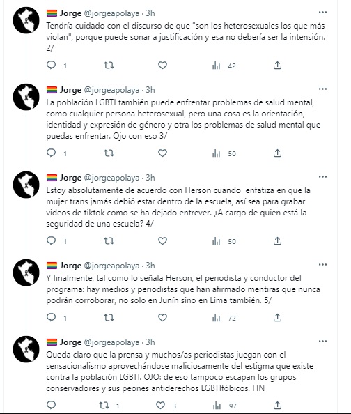 Tuit de Jorge Apolaya