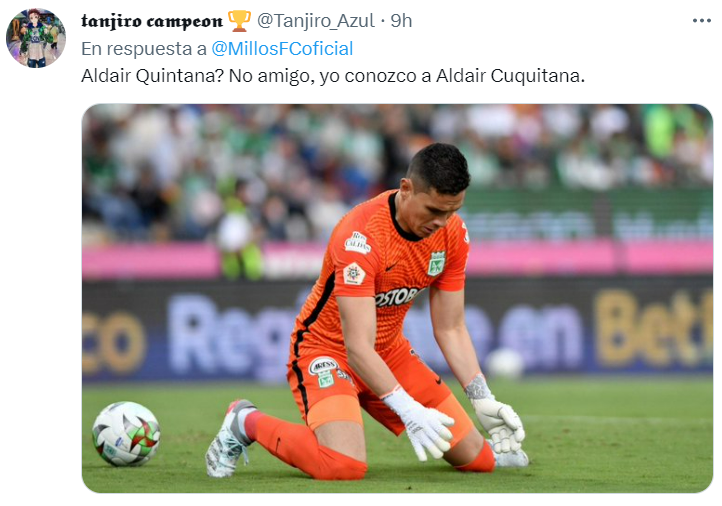 Los mejores memes que dejó la victoria de Millonarios ante Deportivo Pereira en el inicio de la Liga BetPlay I-2023. @Tanjiro_Azul/Twitter.