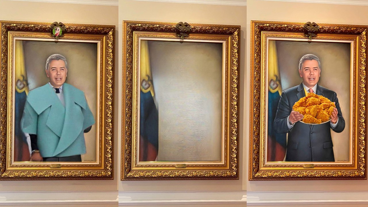 Los usuarios de las redes sociales desplegaron su creatividad un vez fue revelada la pintura al óleo que inmortalizará al presidente saliente.