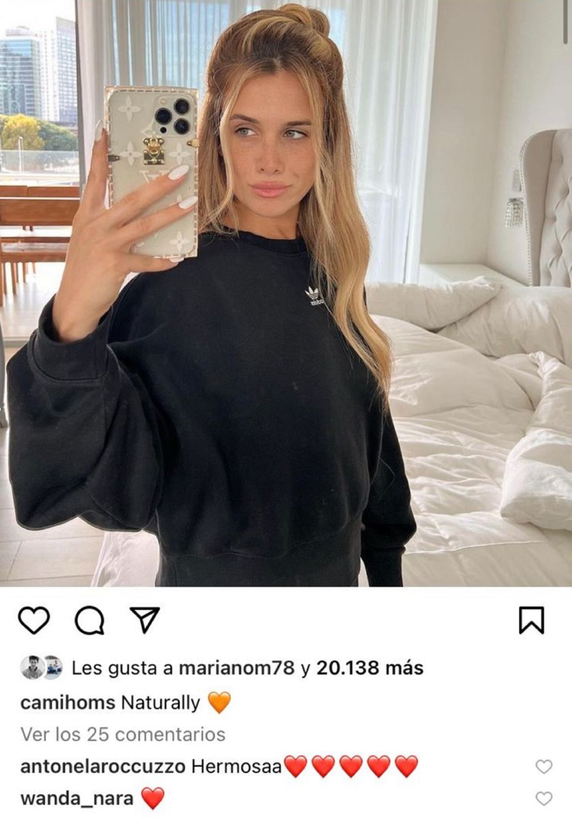 El posteo de Camila Homs en Instagram y los comentarios de Antonela Roccuzzo y Wanda Nara