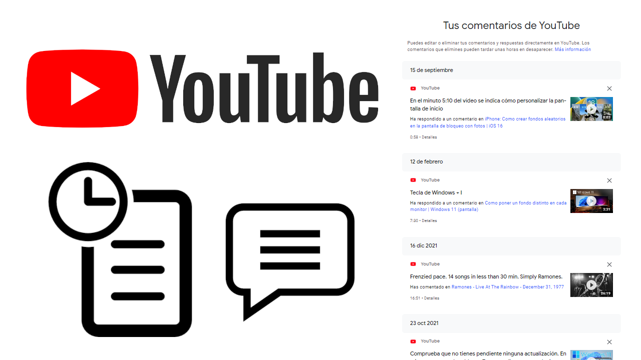 Cómo ver el historial de comentarios en YouTube