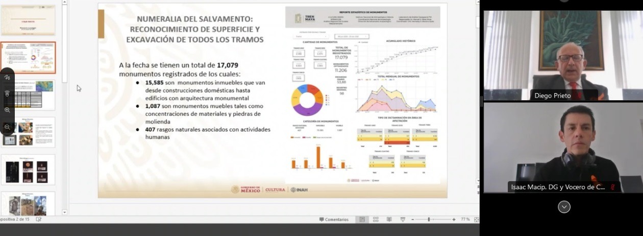 En una conferencia virtual, Diego Prieto, director general del INAH habló sobre los detalles de la restauración de la Casa de las Águilas y otros temas como hallazgos en la zona del Tren Maya. Foto: INAH