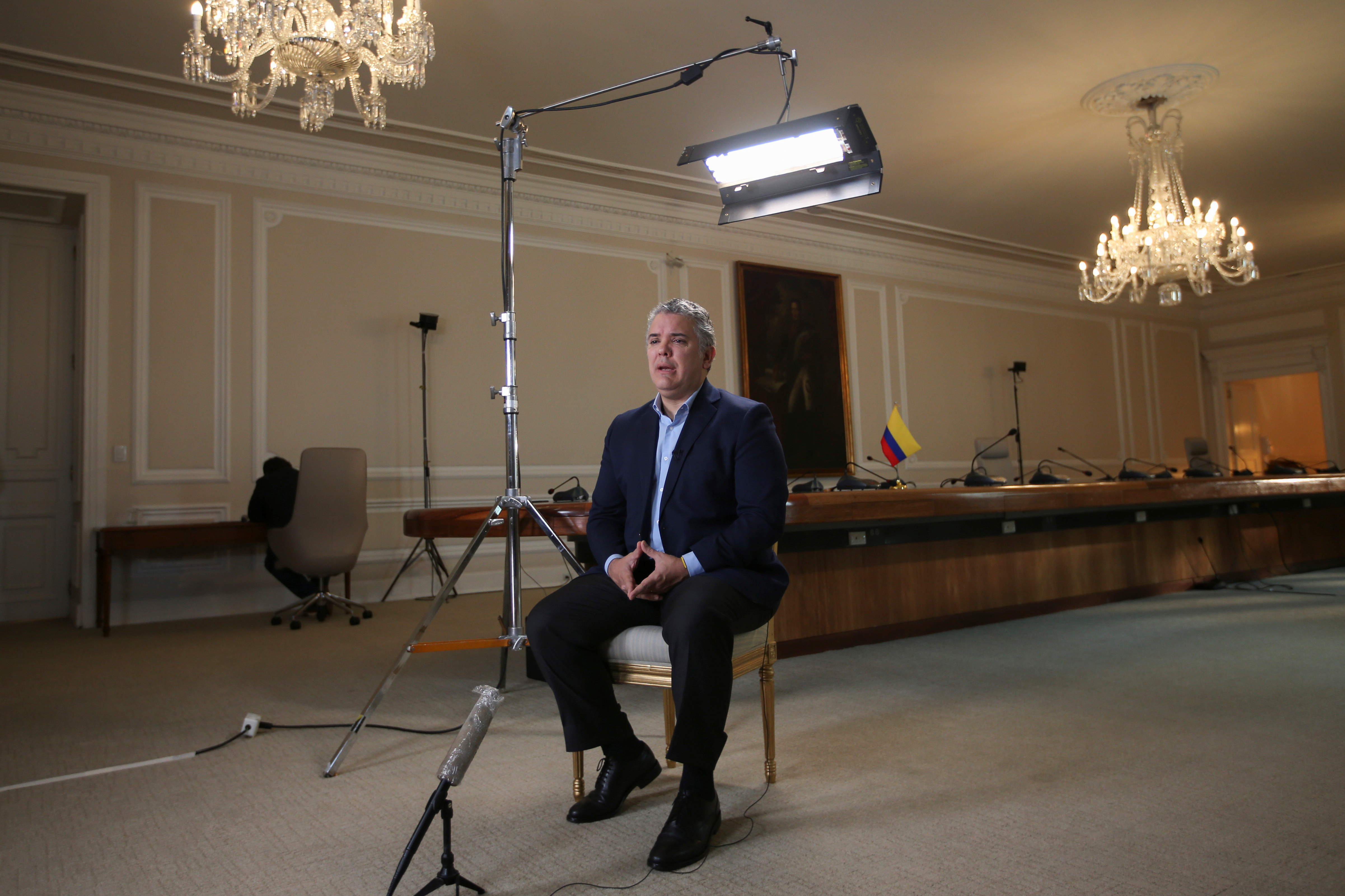 Colombia's President Ivan Duque speaks during an interview with Reuters, amid the outbreak of the coronavirus disease (COVID-19), in Bogota, Colombia June 26, 2020. REUTERS/Luisa Gonzalez