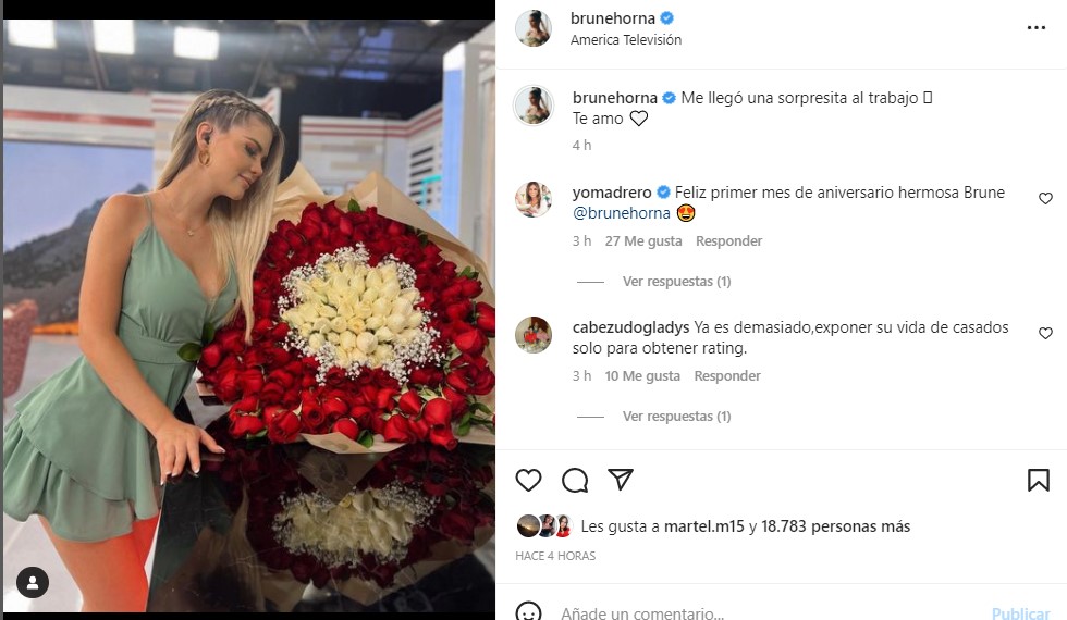 Richard Acuña le envió flores a Brunella Horna. (Instagram)