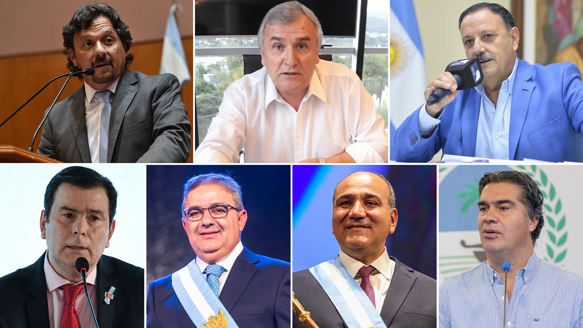 Los gobernadores Gustavo Saenz, Gerardo Morales, Ricardo Quintela, Gerardo Zamora, Raúl Jalil, Juan Manzur y Jorge Capitanich