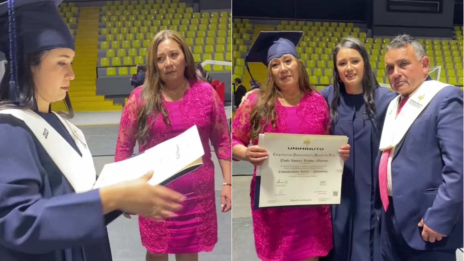 Una joven colombiana se graduó y el gesto hacia sus padres se volvió viral. (TikTok: @paulaa0816)
