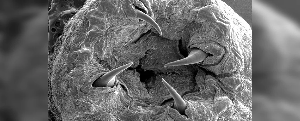 A micrograph of Glycera proboscis.  (Pontin et al., PNAS, 2007