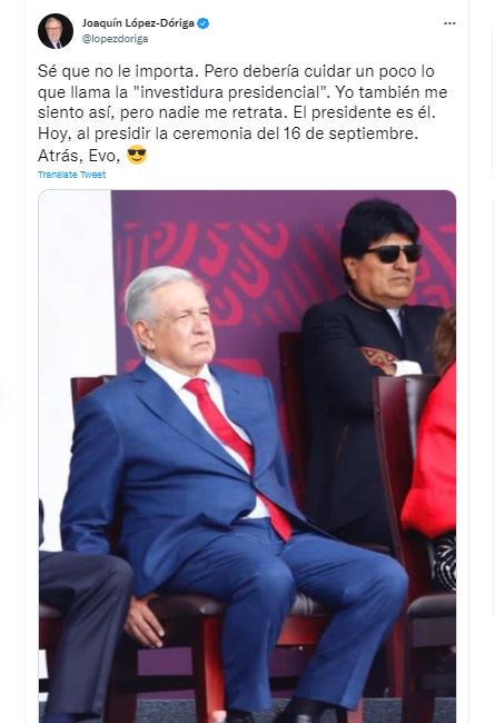 Joaquín López-Dóriga compartió la imagen del Presidente que causó polémica en las redes sociales.  (Grabación: Twitter)