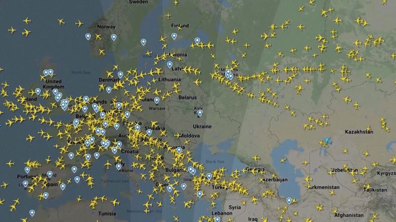 Así amaneció el espacio aéreo de Ucrania este jueves