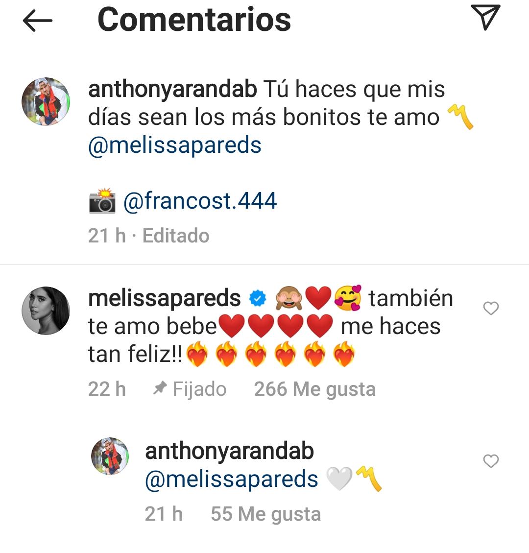 Melissa Paredes le dice 'te amo' a Anthony Aranda. (Foto: Instagram)