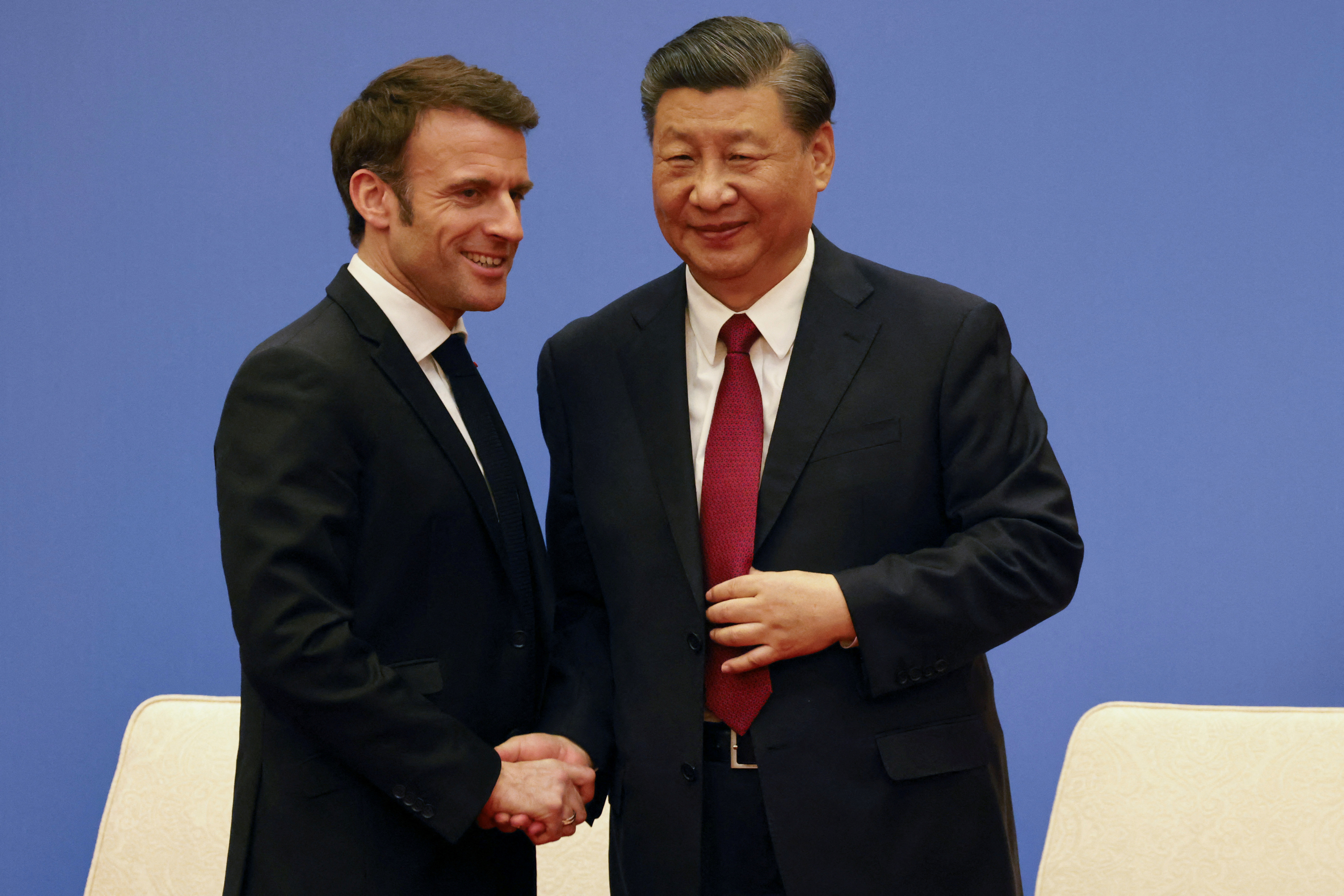 Macron dijo que el conflicto con Taiwán es externo a Europa y, por tanto, no debe convertirse en un seguidor de Estados Unidos y una reacción exagerada de China (REUTERS)