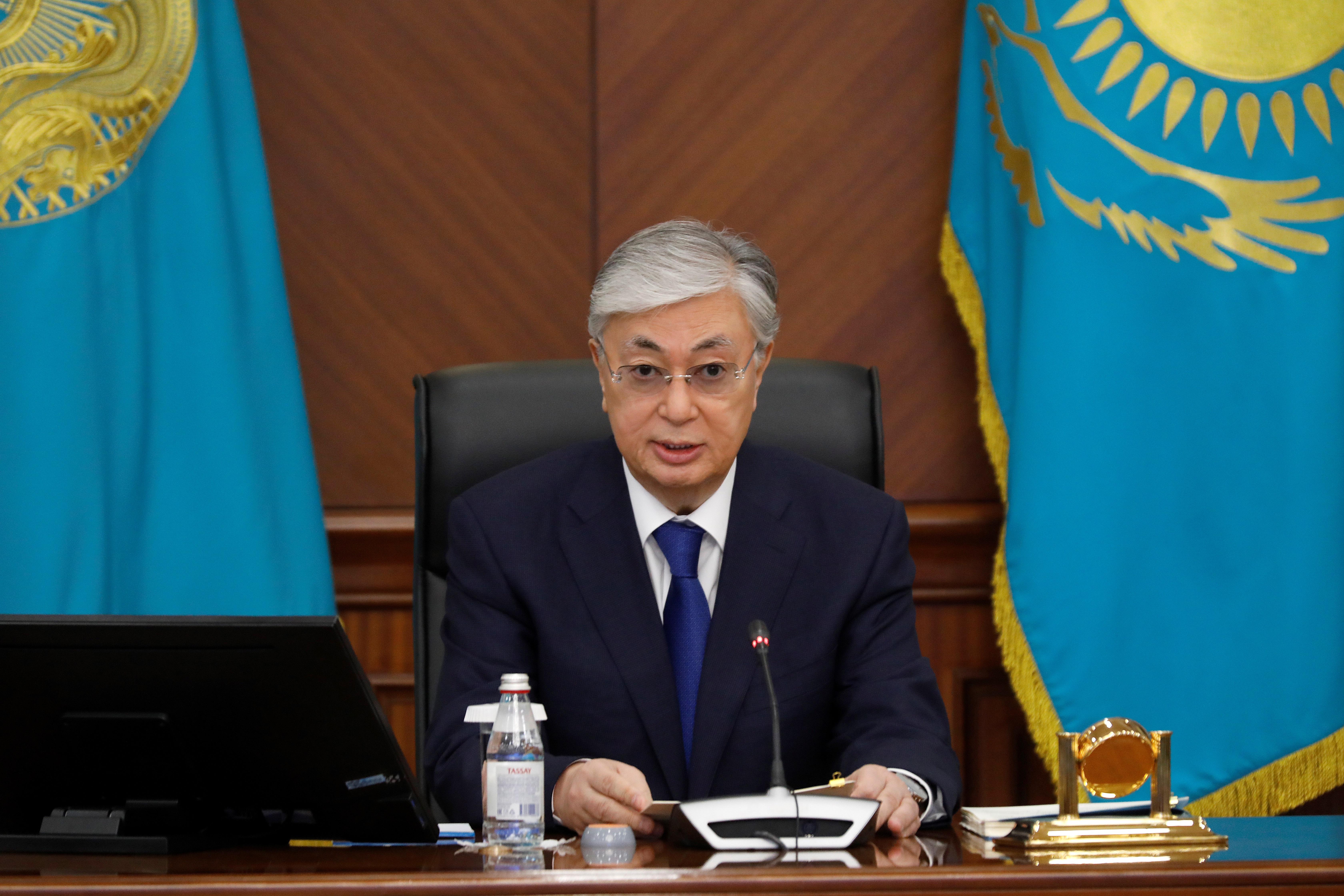 "Como jefe de Estado y a partir de hoy, como presidente del Consejo de Seguridad, tengo la intención de actuar con la firmeza máxima", alertó este miércoles el presidente de Kazajistán, Kassim Jomart Tokayev (EFE/ Muhtar Holdorbekov)
