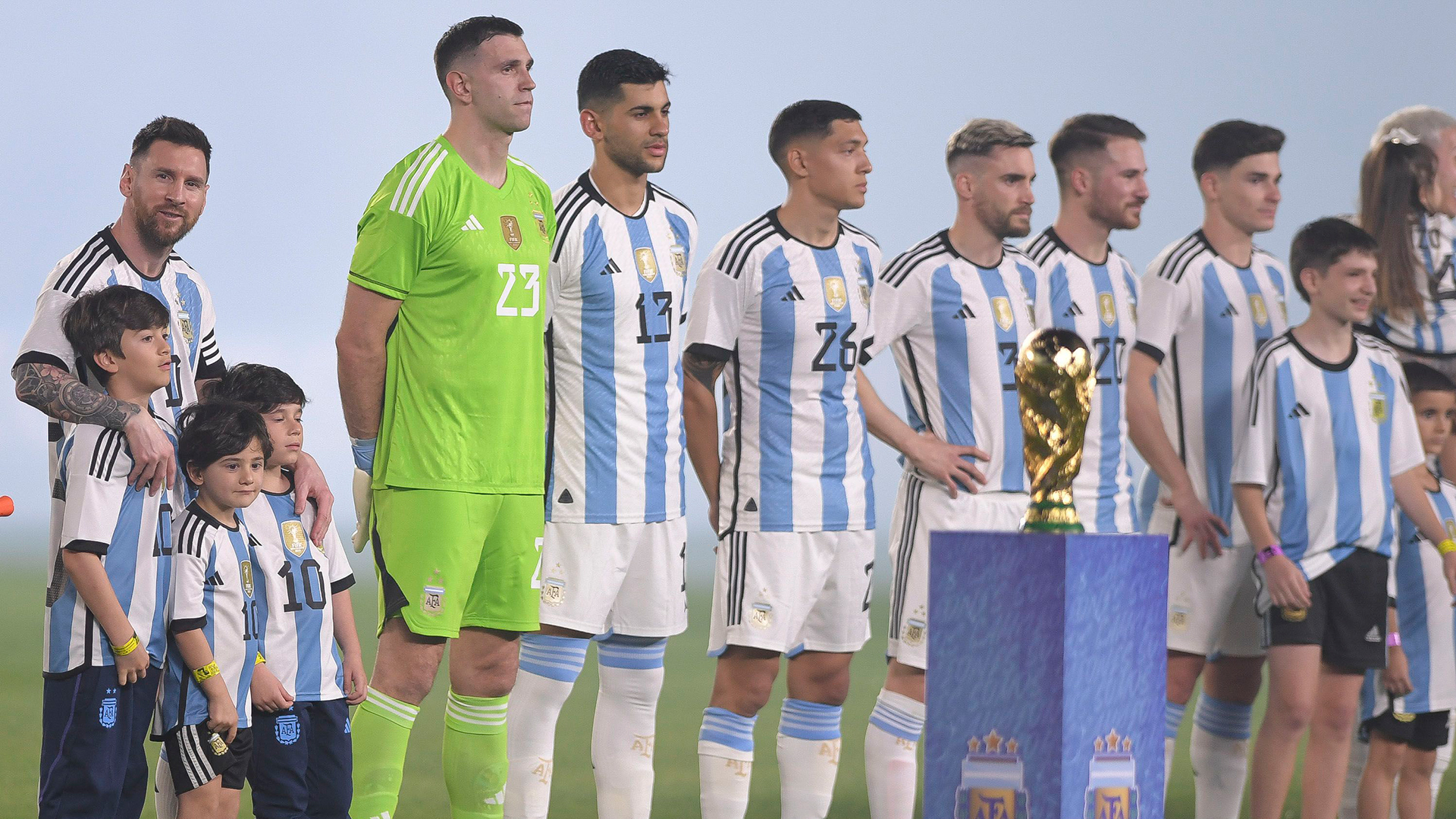 Parte de la selección argentina antes de enfrentar a Panamá (Télam)