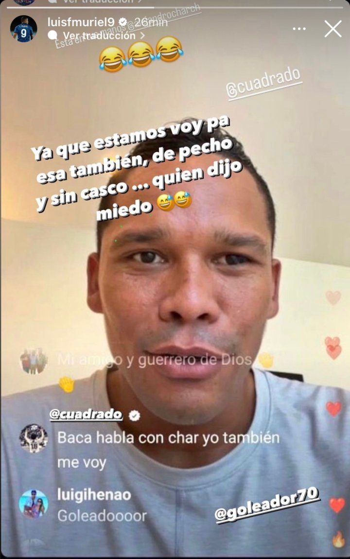 Muriel también se sumó a las reacciones sobre el pase de Quintero a Junior de Barranquilla