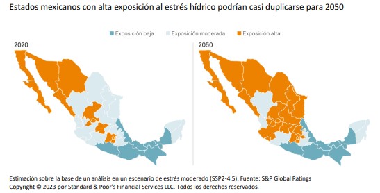 En 2050, al menos 11 estados de la República Mexicana tendrían alto nivel de estrés hídirco. (Standard & Poor's Financial Services LLC)