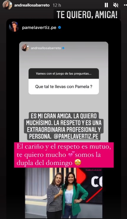 Pamela Vértiz responde a Andrea Llosa. (Foto: Instagram)