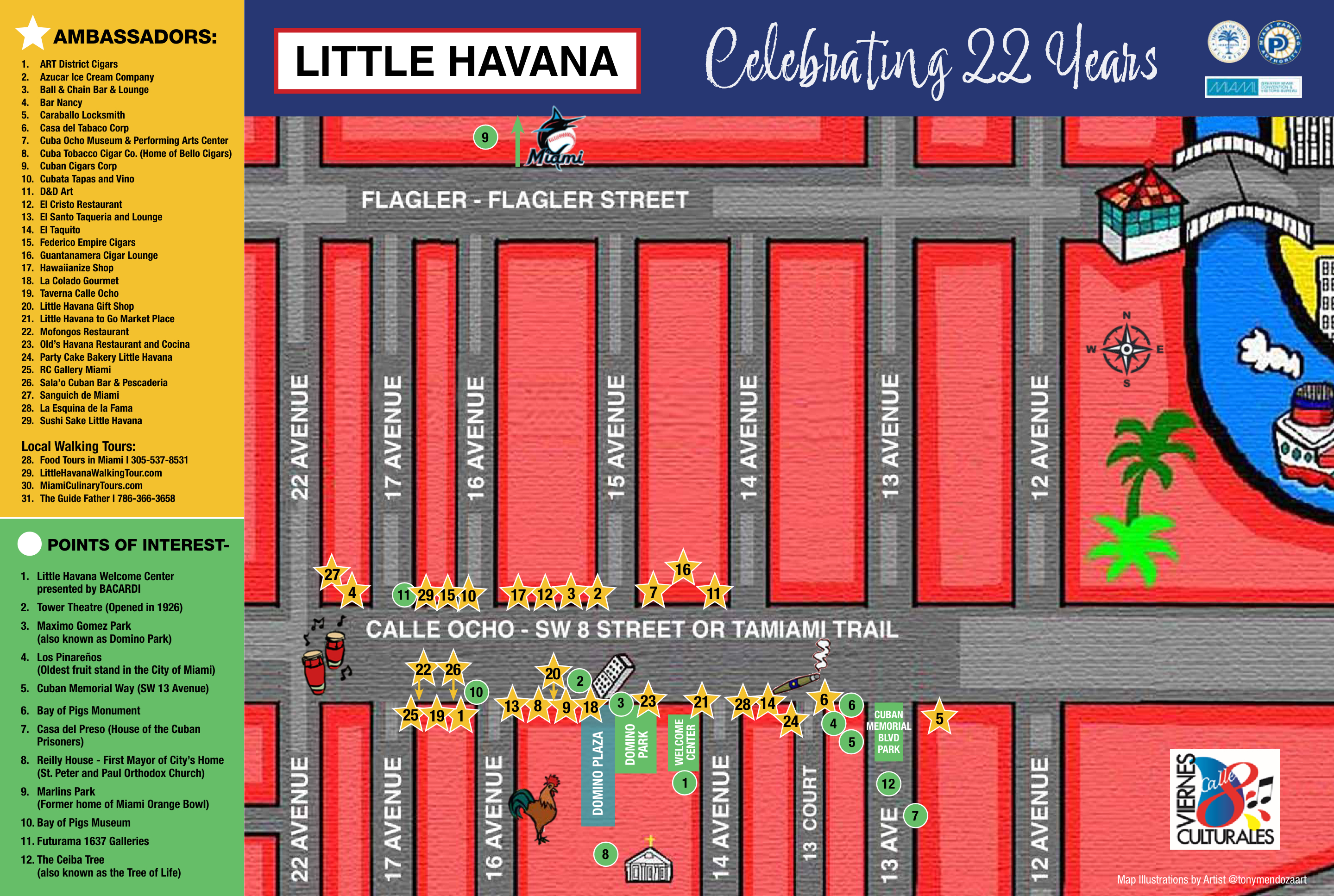 Un mapa para que encuentres lo más divertido de los Viernes Culturales en Little Havana. (Viernes Culturales)