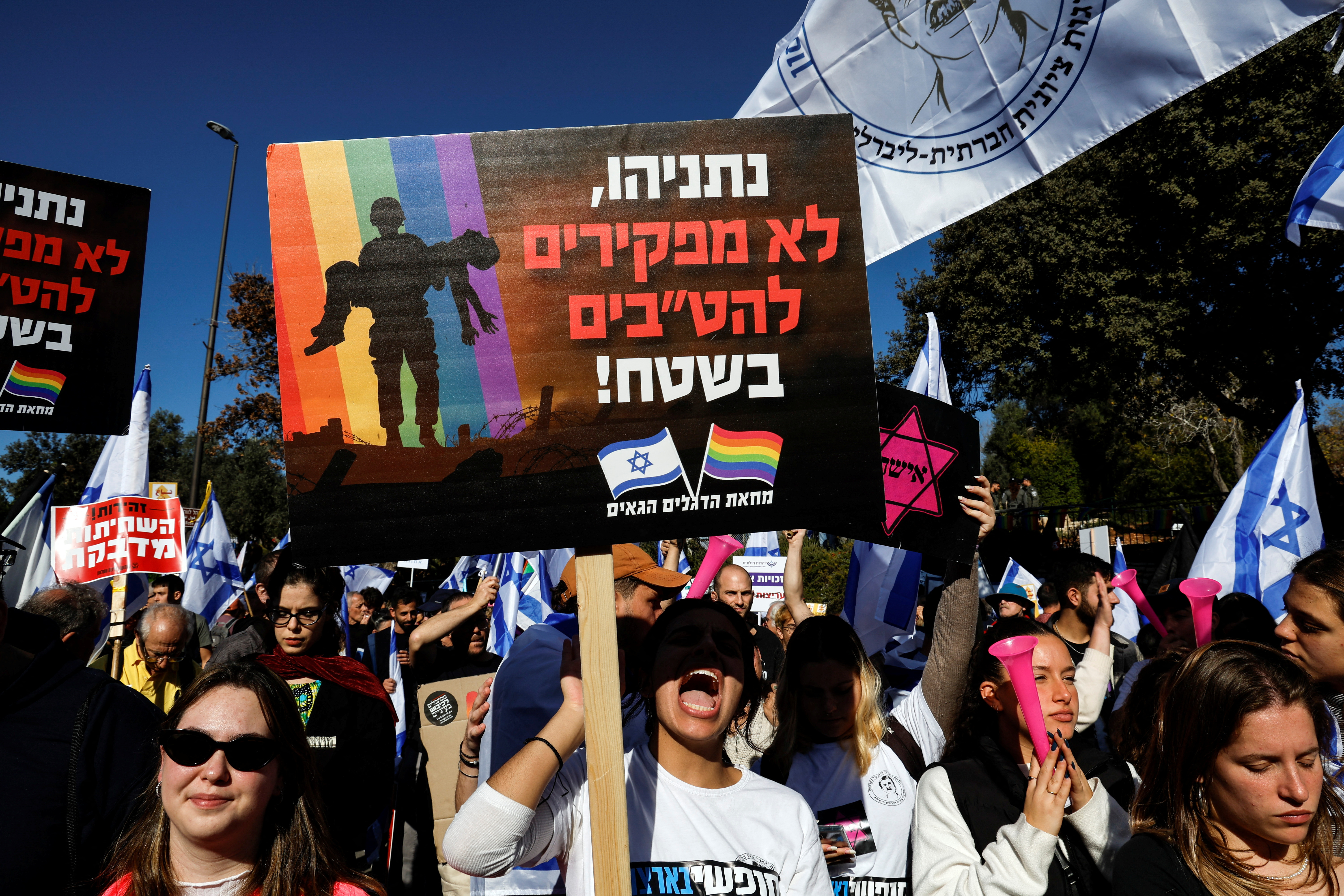 Protesta de este jueves contra el nuevo gobierno de Netanyahu (Reuters)