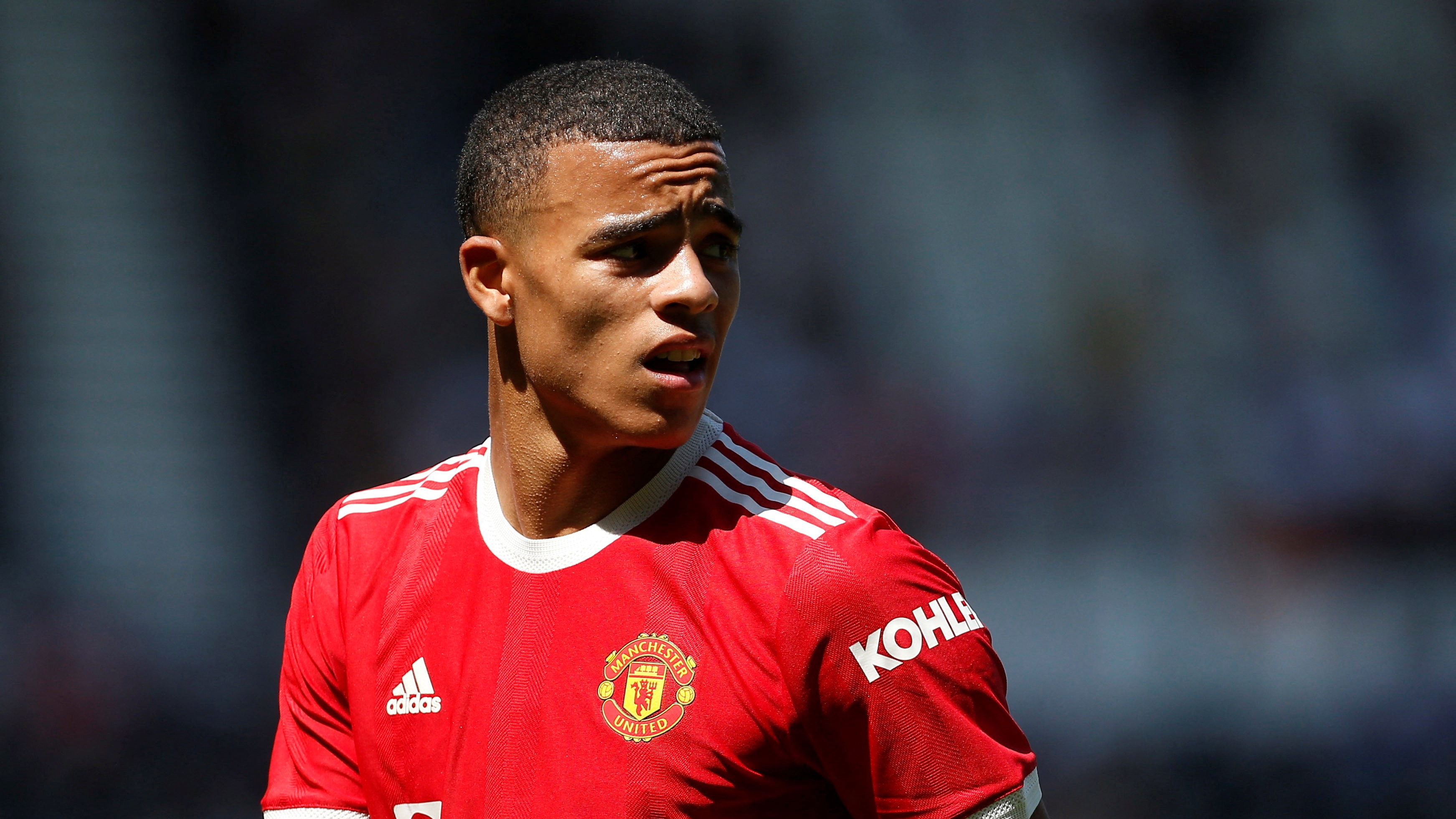 FILE PHOTO: Soccer Football - Pre Season Friendly - Derby County v Manchester United - Pride Park, Derby, Britain - July 18, 2021 Manchester United's Mason Greenwood Action Images via Reuters/Craig Brough/File Photo