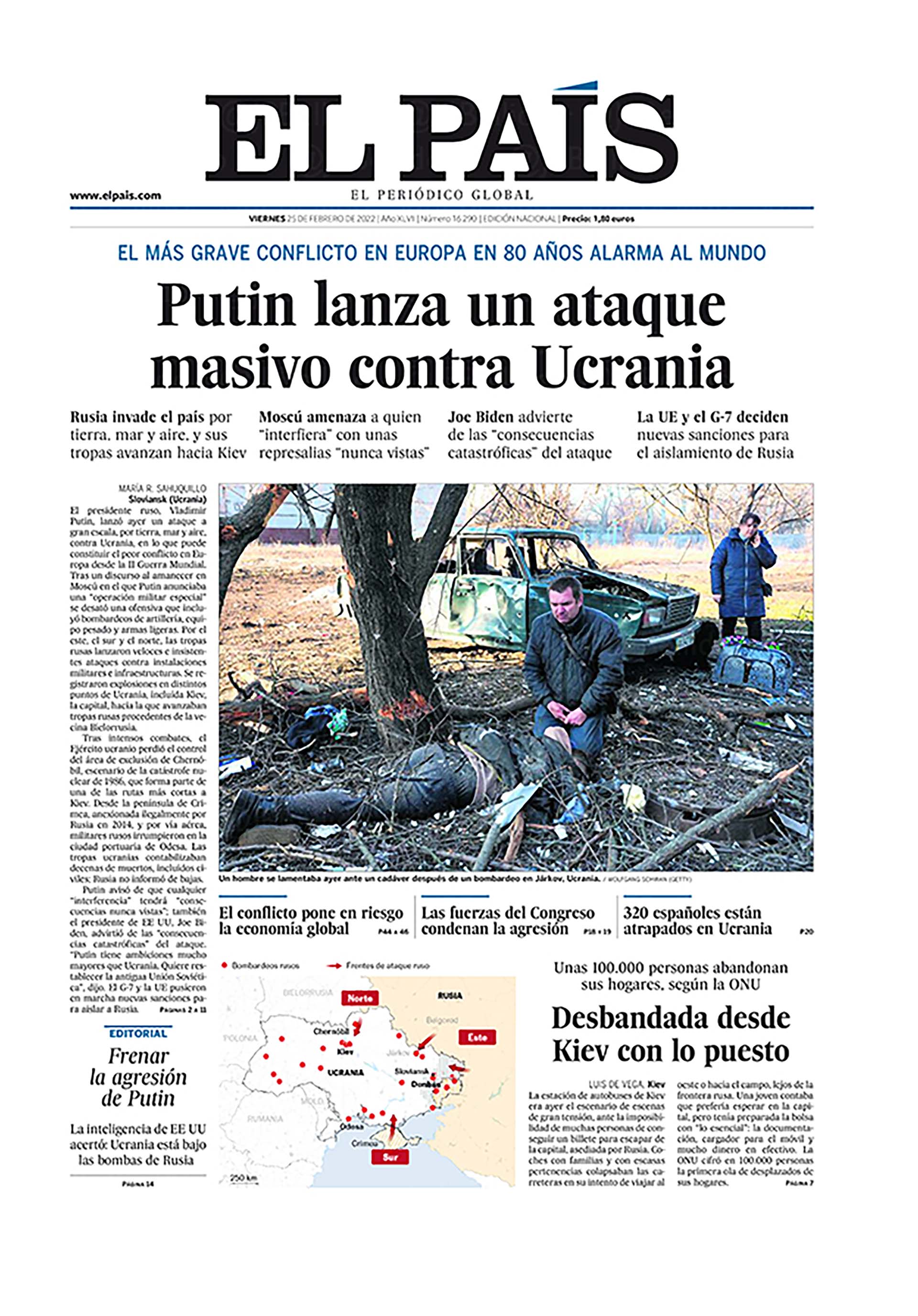 El Primer Día De La Invasión De Rusia A Ucrania En Las Portadas De Los