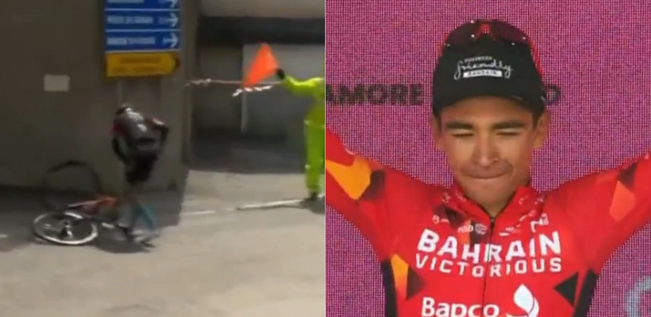 Santiago Buitrago tuvo una fuerte caída antes de obtener la victoria en la etapa 17 del Giro de Italia 2022.