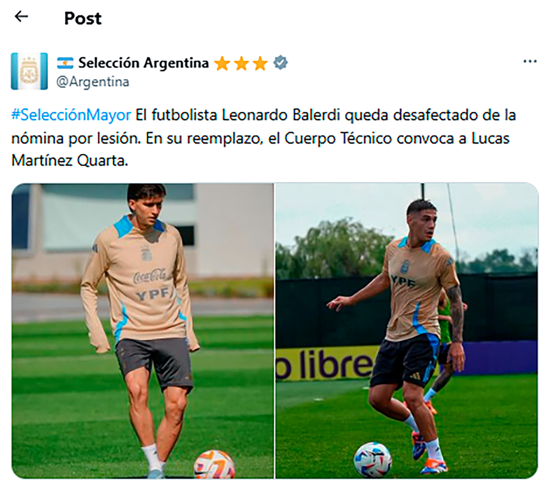 Lionel Scaloni cit&oacute; a un jugador del f&uacute;tbol local para los amistosos de la Selecci&oacute;n tras la baja de uno de los convocados por lesi&oacute;n
