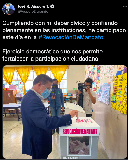 El panista participó en la elección (Foto: Twitter/@AispuroDurango)