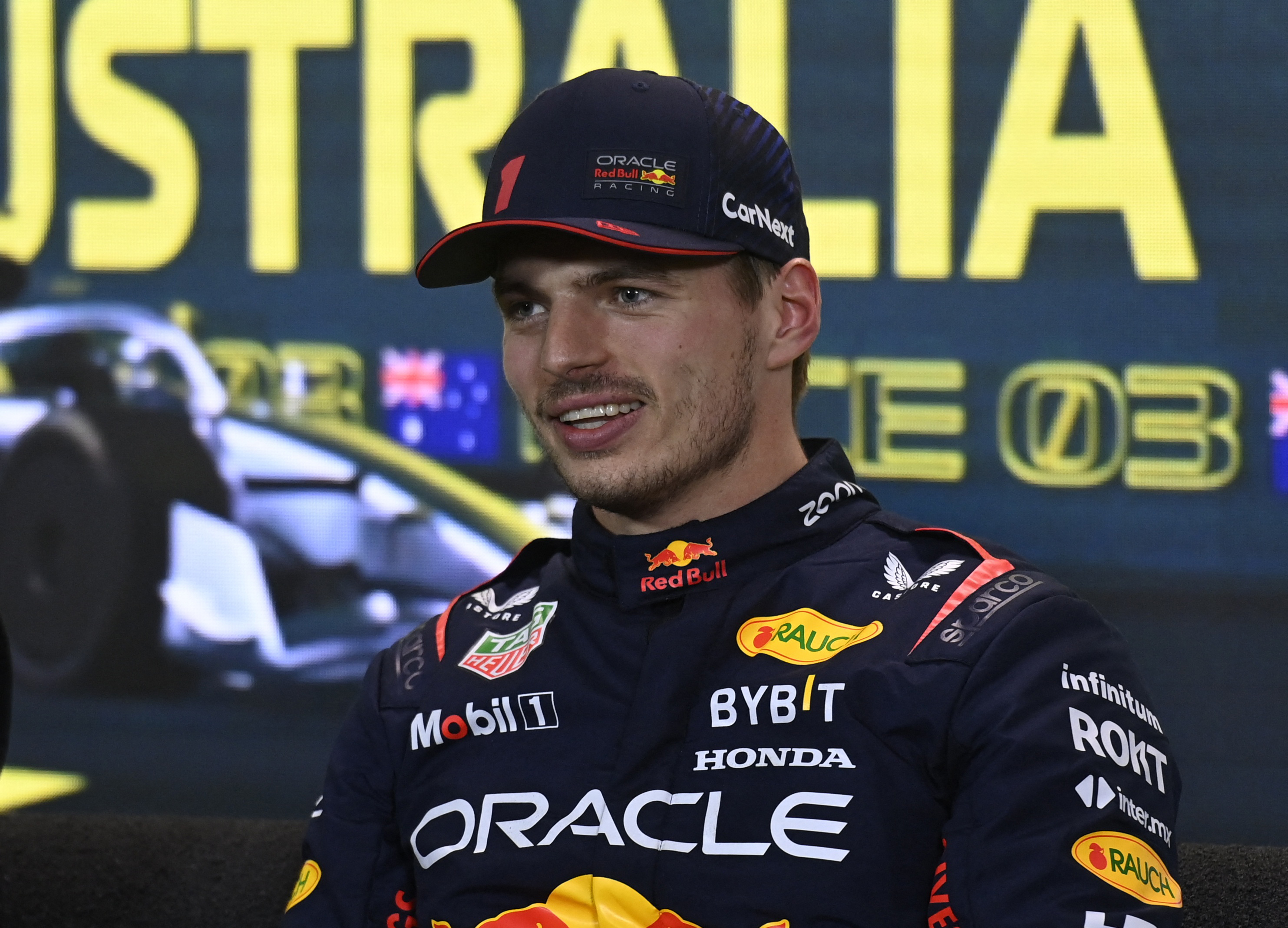 Formula One F1 - Australian Grand Prix - Melbourne Grand Prix Circuit, Melbourne, Australia - April 1, 2023 Red Bull's Max Verstappen in the press conference after qualifying in pole position REUTERS/Jaimi Joy