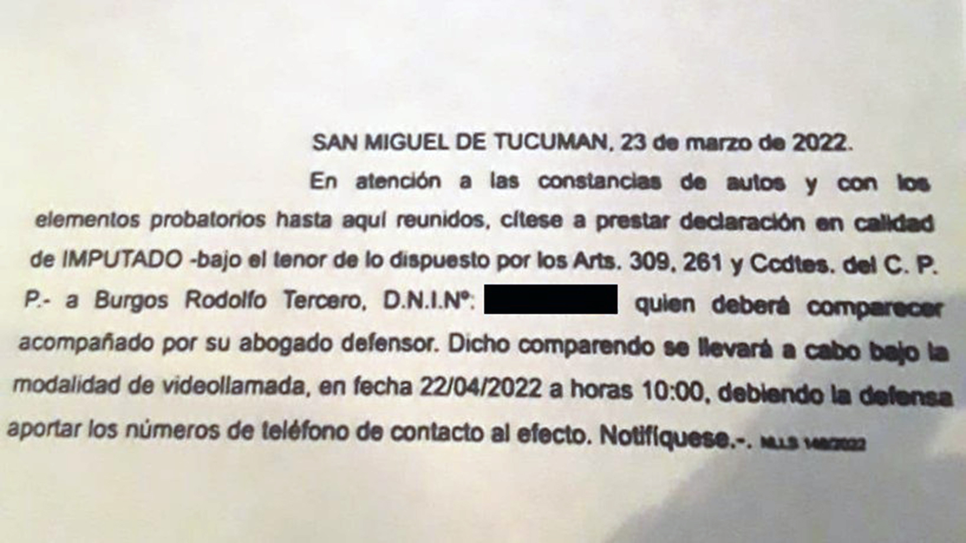 Rodolfo Tercero Burgos deberá prestar declaración indagatoria el próximo viernes 22 de abril (Foto/Gentileza El Tucumano)
