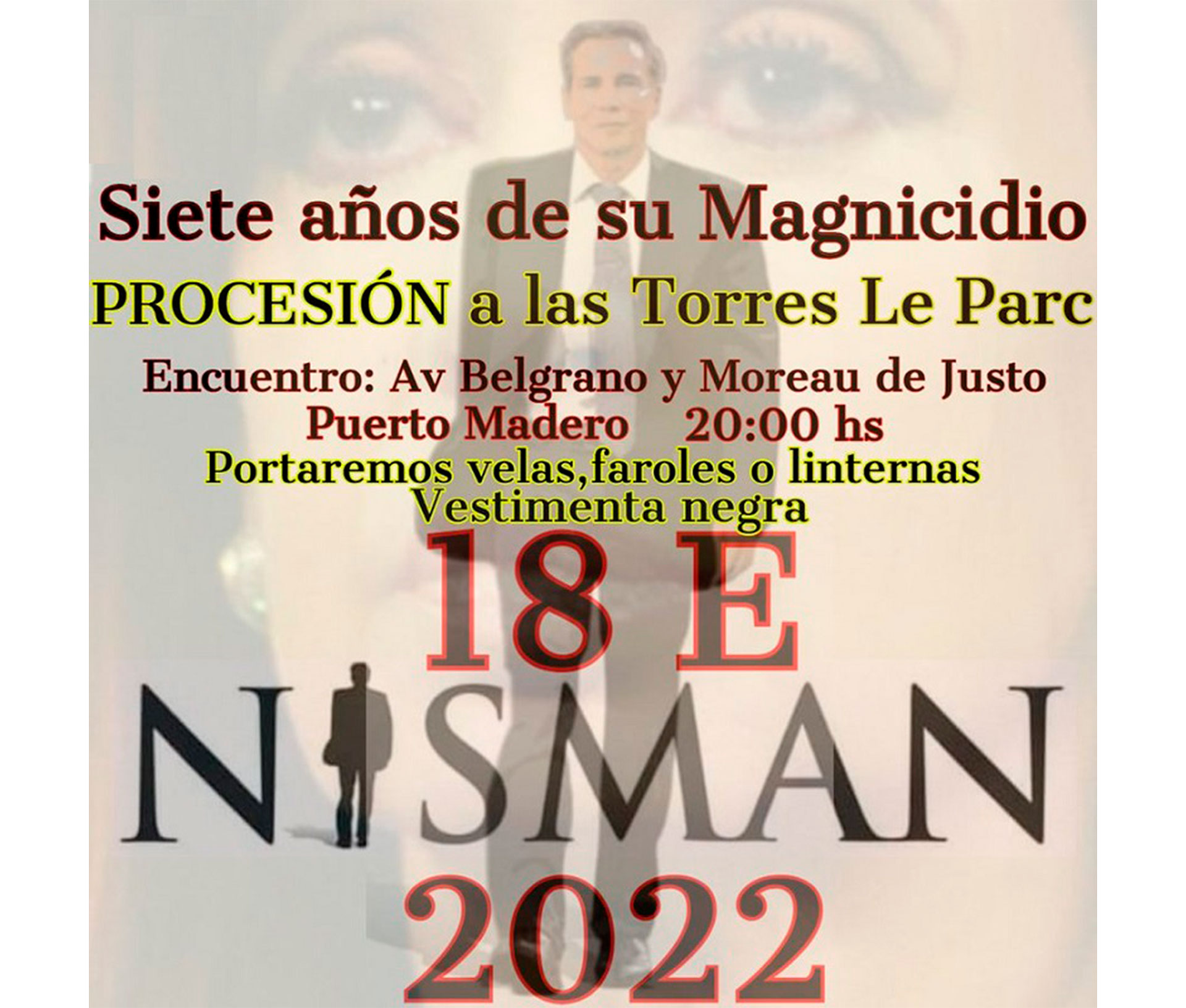 Una de las invitaciones a la procesión en reclamo de justicia por Alberto Nisman