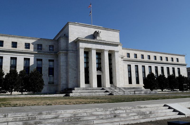 FILE PHOTO: The Federal Reserve Building in Washington, U.S., March 19, 2019. REUTERS/Leah Millis