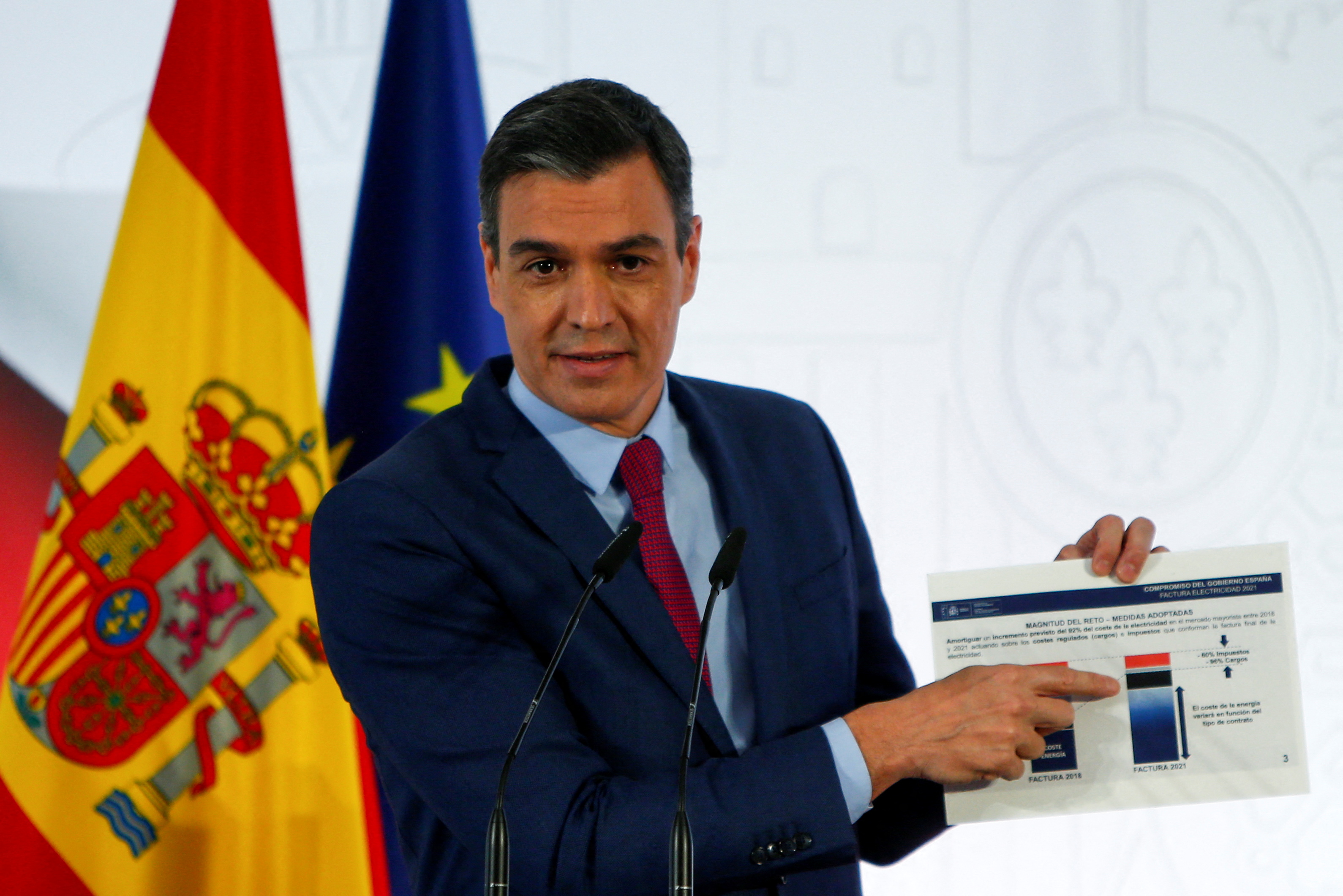 El primer ministro Pedro Sánchez durante una conferencia de prensa sobre la pandemia este miércoles. (REUTERS/Javier Barbancho)