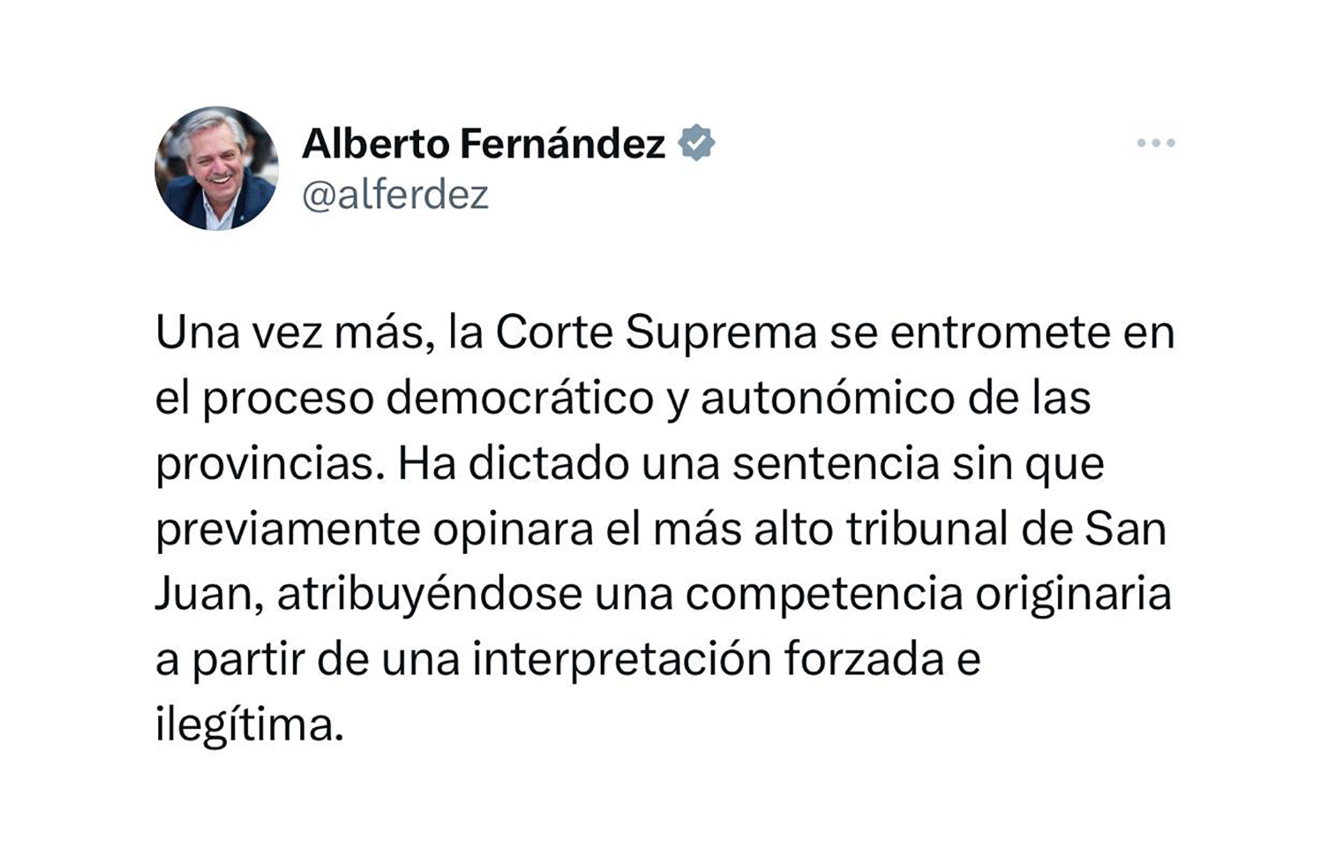 El mensaje de Alberto Fernández después de conocer la decisión final de la Corte Suprema