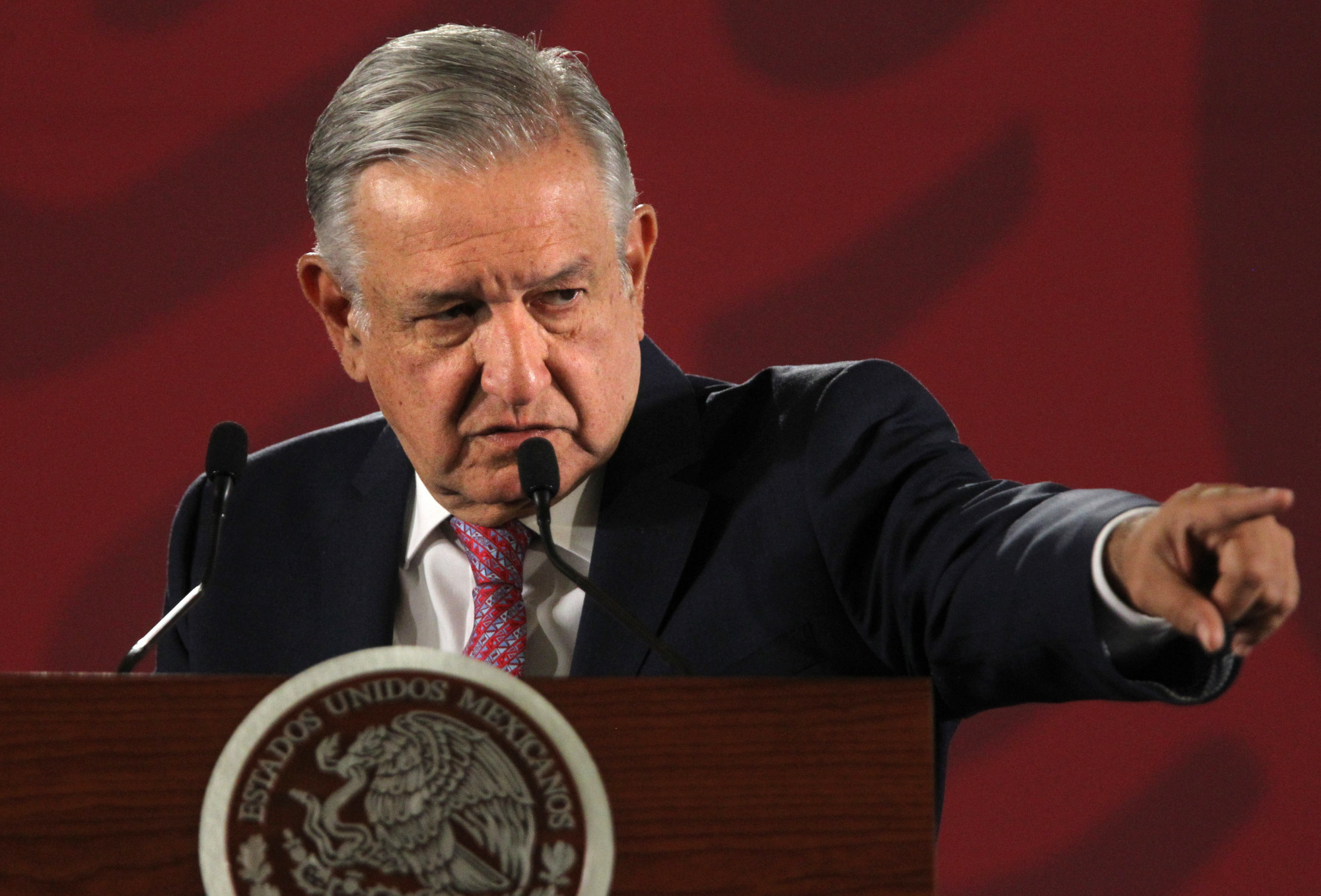 Andrés Manuel López Obrador during the morning conference at the National Palace