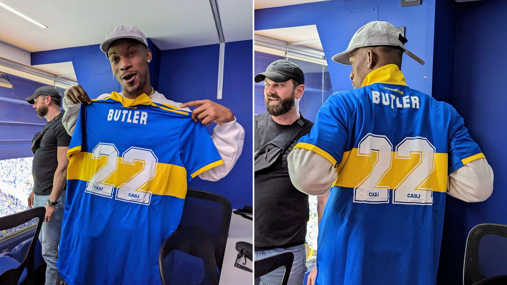 Jimmy Butler en La Bombonera con su camiseta de Boca Juniors 