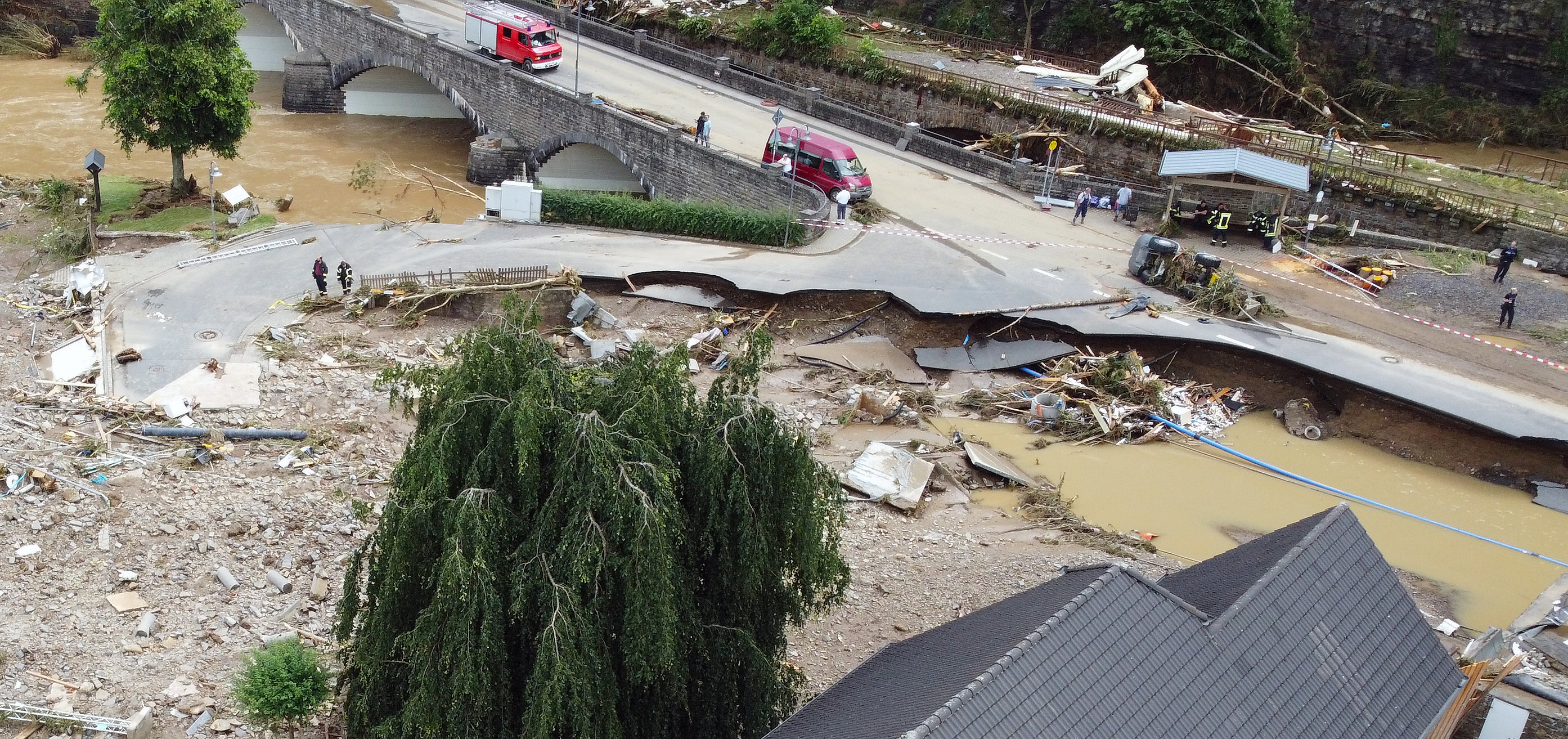 Una vista general del área afectada por las inundaciones luego de las fuertes lluvias en Schuld, Alemania, el 15 de julio de 2021