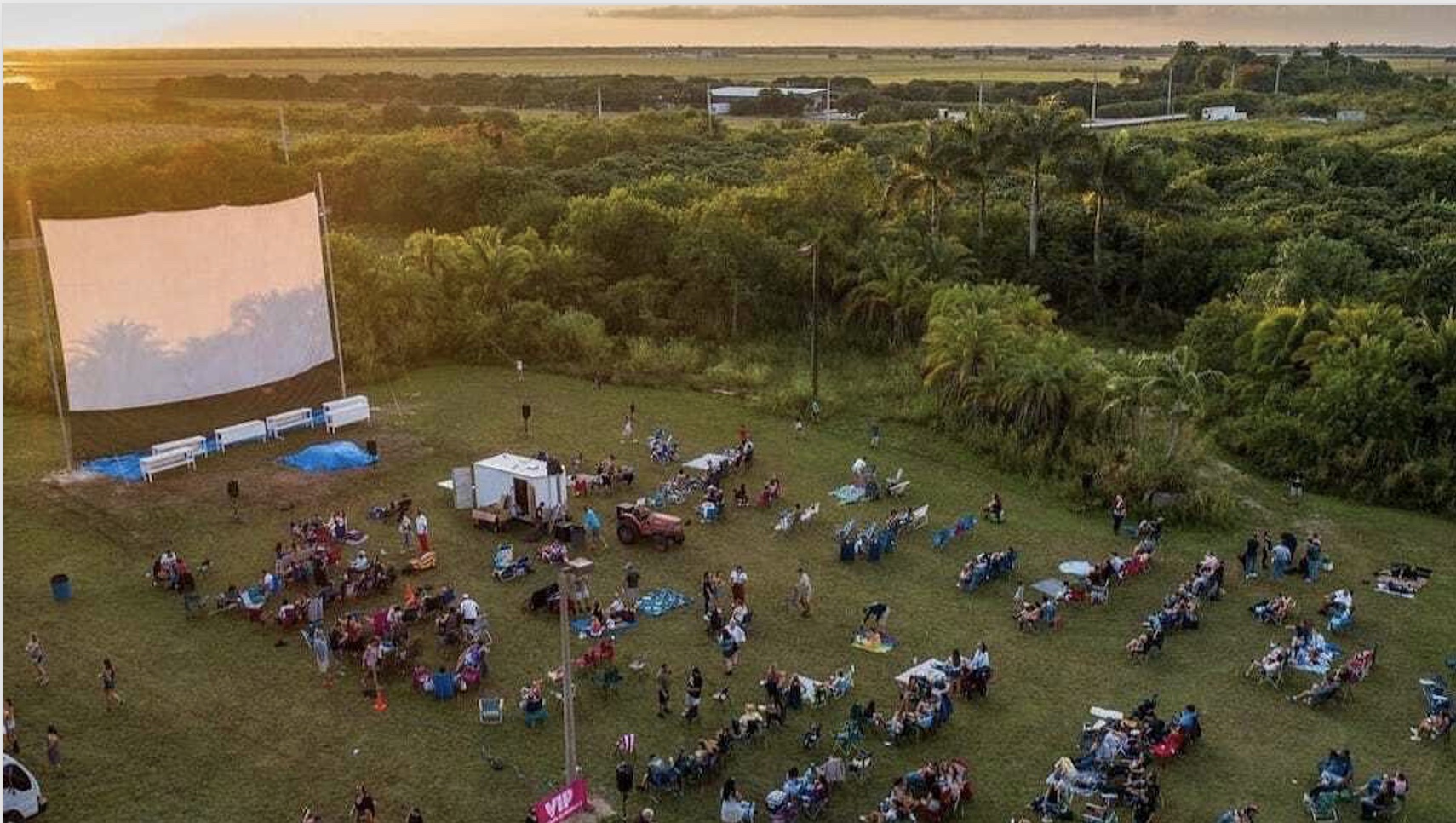 El nuevo sitio de glamping en Miami incluirá un cine gigante al aire libre. (LULU Glamping)