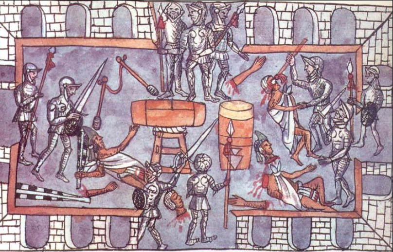 Matanza del Templo Mayor. Pintura contenida en el Códice Durán.