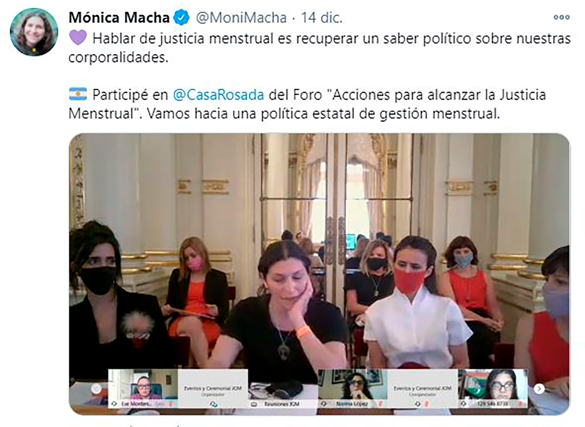 El tuit de la diputada Mónica Macha