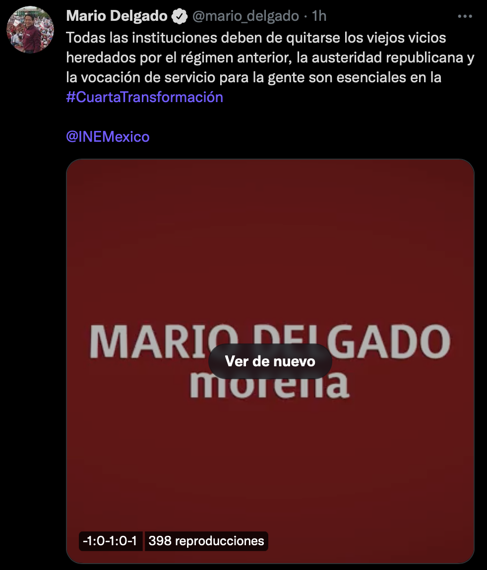 Mario Delgado recomendó al INE quitarse los vicios del viejo régimen (Foto: Twitter/@mario_delgado)
