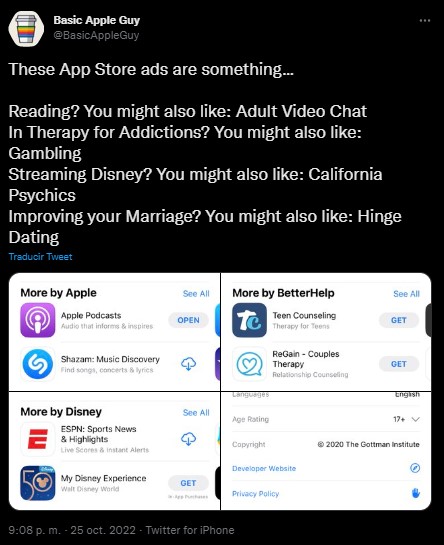 Usuarios denuncian que los anuncios dentro de la App Store son poco éticos y perjudican a los usuarios. (Captura)