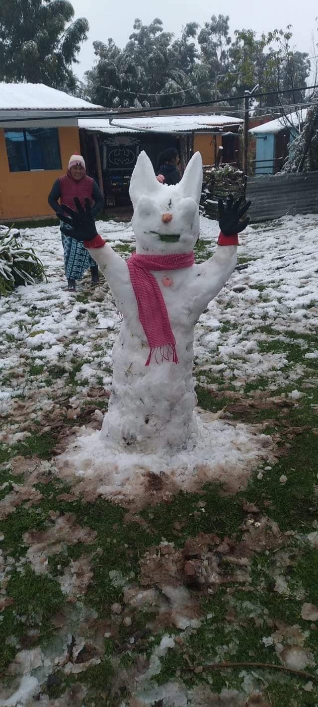 Cusqueños arman divertidos muñecos de nieve.