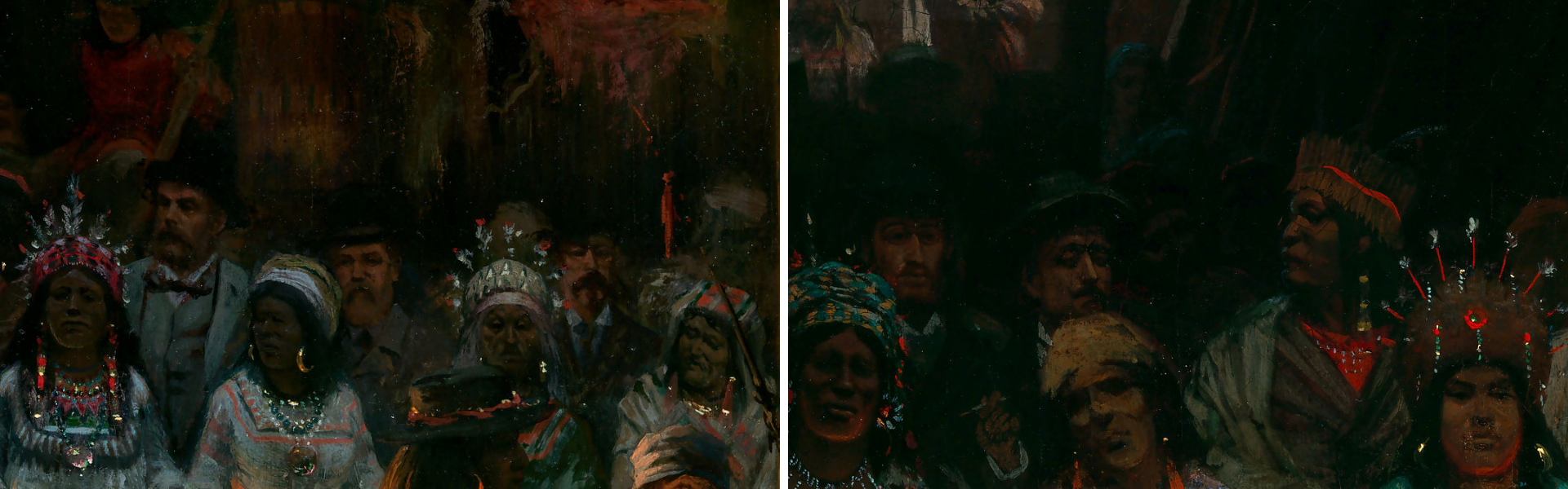 Detalles de "Baile en una casa circular subterránea..." de Jules Tavernier