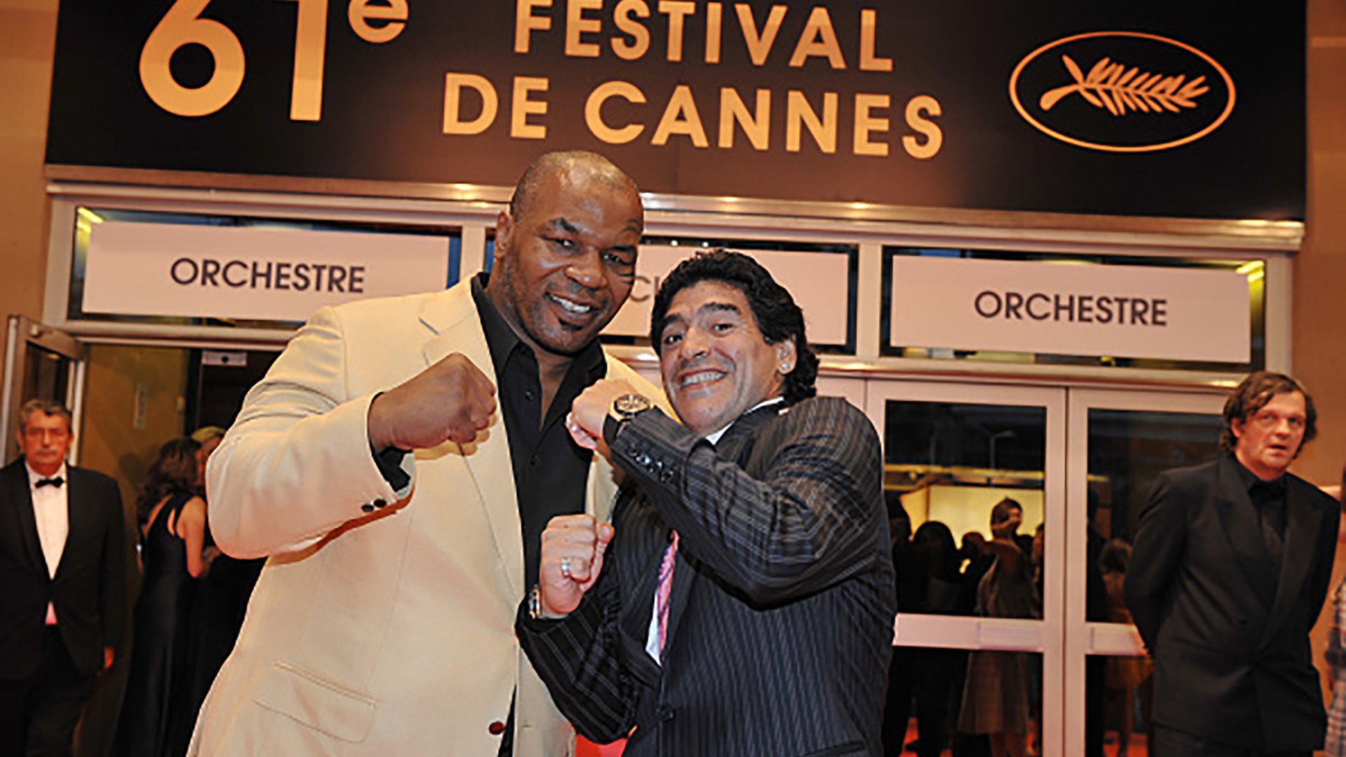 Mike Tyson y Diego Armando Maradona coincidieron en la premiere de "Che" en el Festival de Cannes en 2008