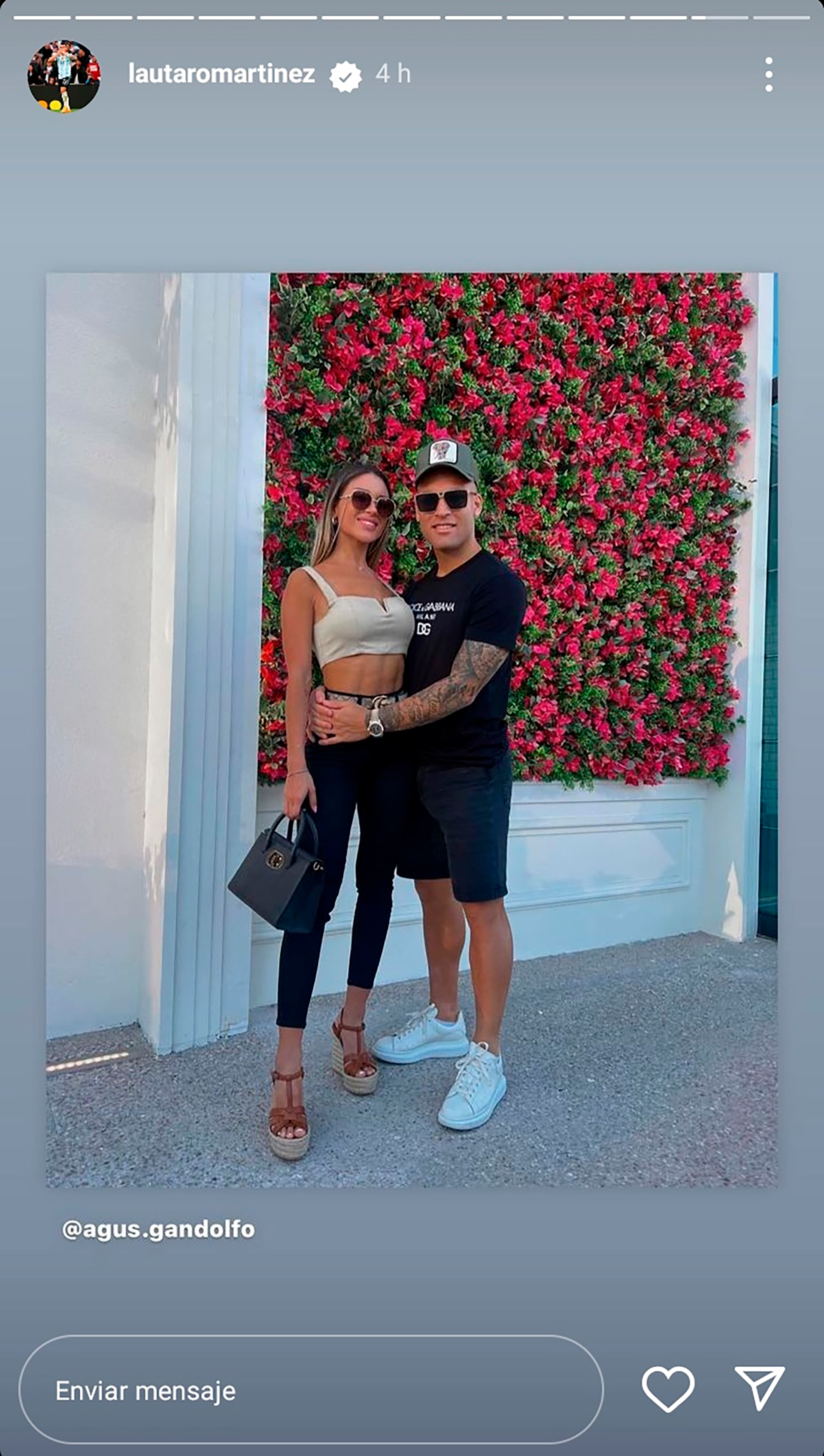 Lautaro Martínez compartió un almuerzo con su pareja, Agustina Gandolfo