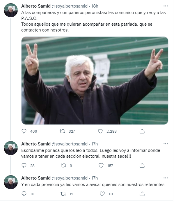 Alberto Samid lanza su precandidatura a través de Twitter