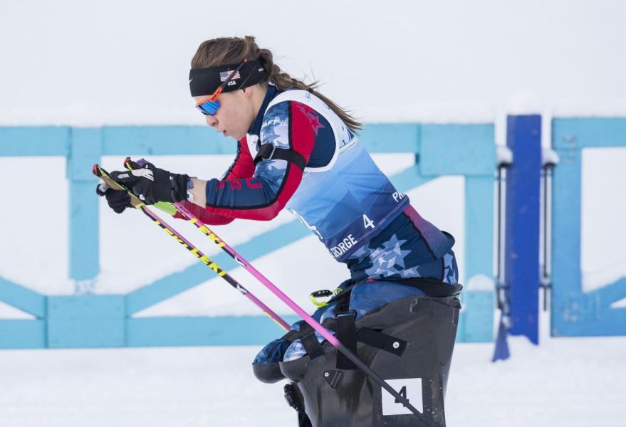 Oksana Masters competes in cross-country skiing at the Prince George 2019 World Championships. (Canadian Paralympic Committee)