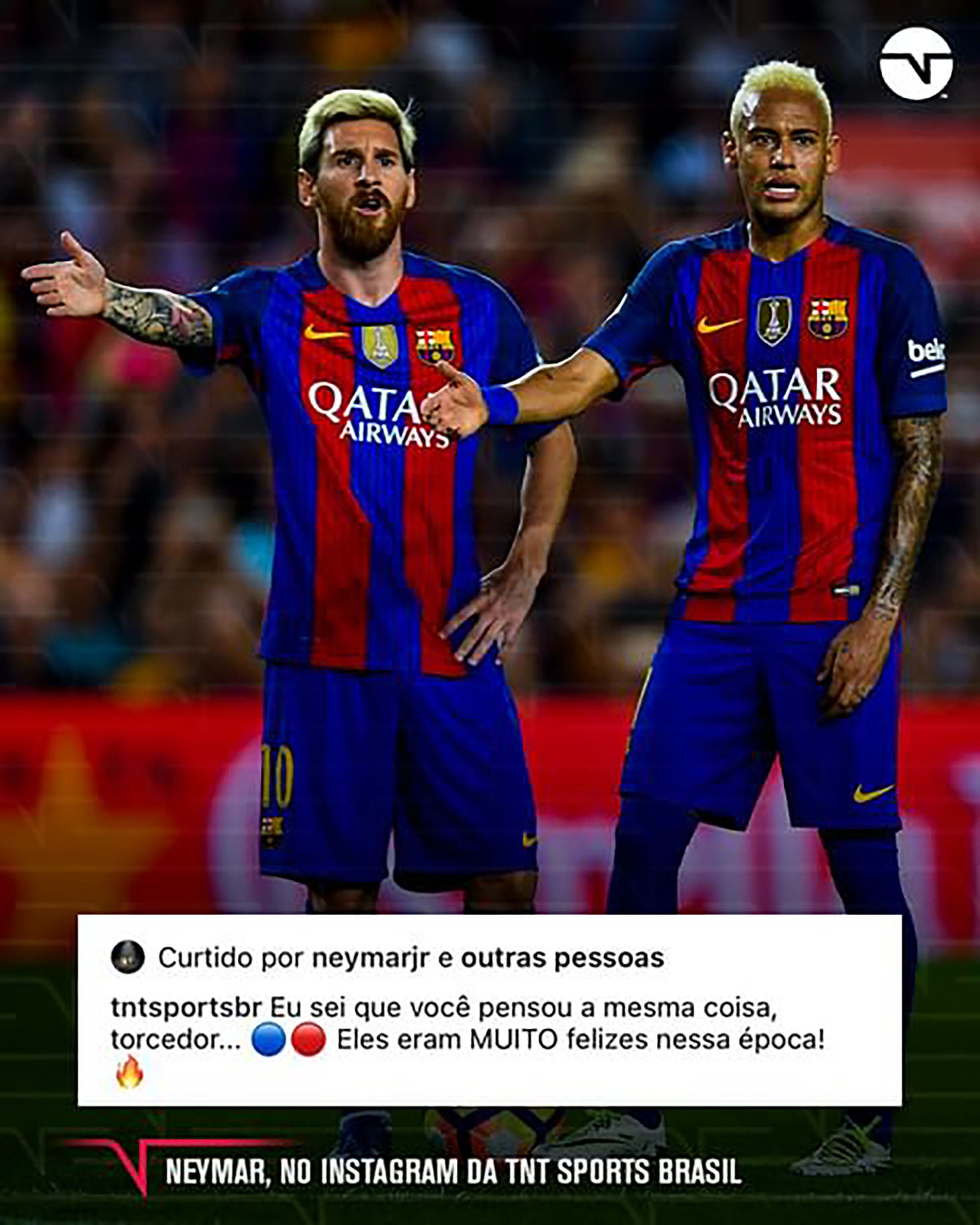 El polémico like de Neymar a un posteo de TNT Sports de Brasil sobre la situación actual con Messi en el PSG